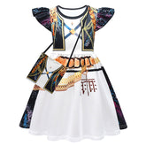 Kids Children KPop Demon Hunters (2025) Rumi Printed Black White Dress Bag Outfits Cosplay Costume